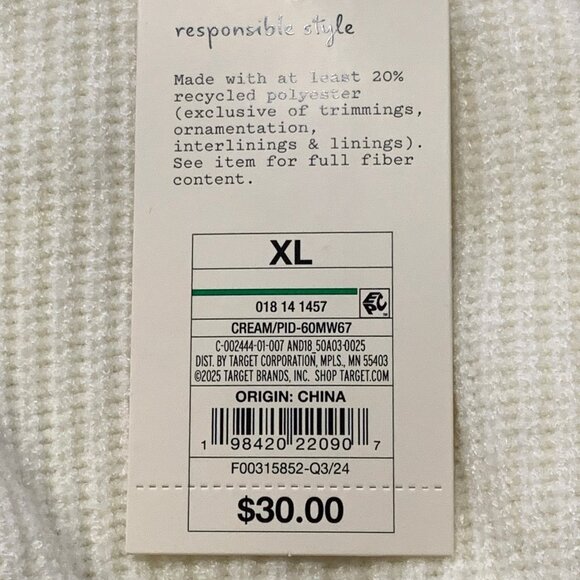 XL - Womens Red Heart Crewneck Pullover Sweater - A New Day - Cream - Picture 3 of 7